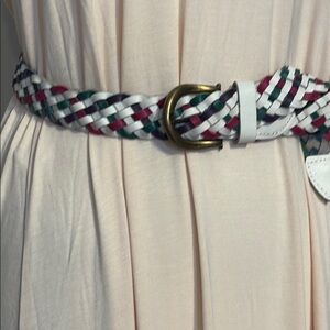 Green Red and White Woven Leather Belt size M